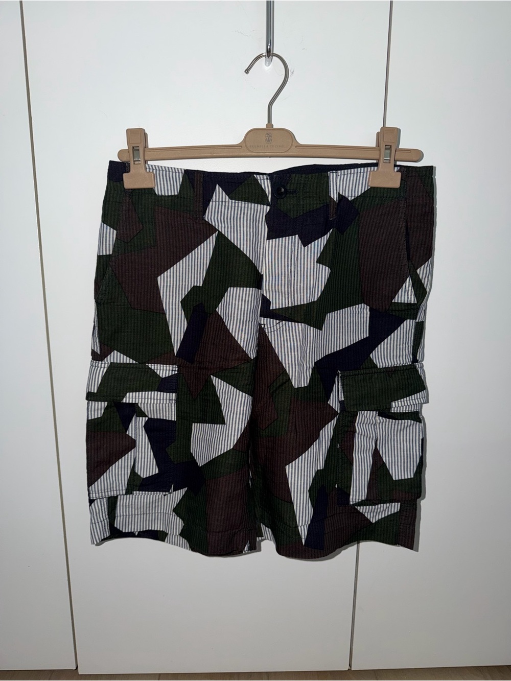 Sacai Multitone Geometric Camo Cargo Shorts